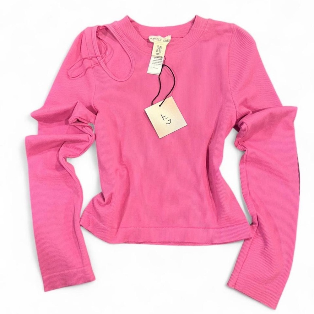 Happily Grey Pink Long Sleeve Women's Top